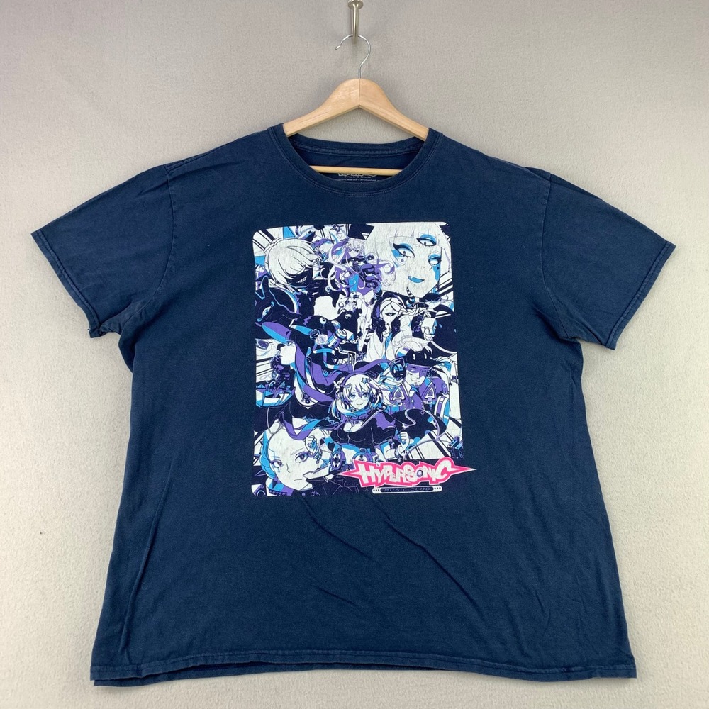 Crunchyroll Hypersonic Music Club T-Shirt Mens XL Blue Anime Graphic Tee